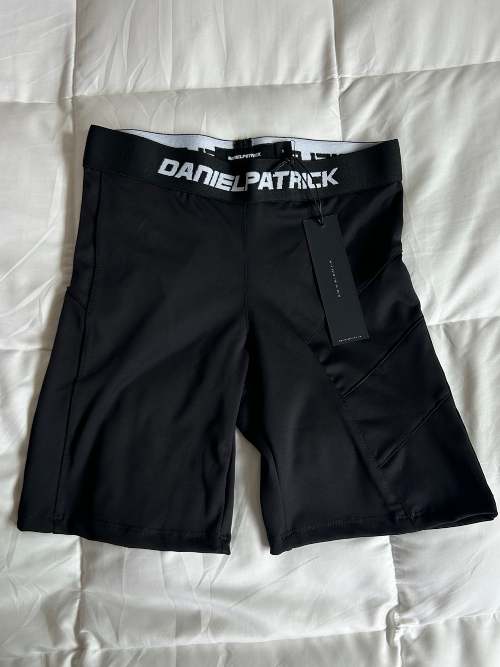 Daniel Patrick Black Athletic Compression Shorts with Logo Waistband